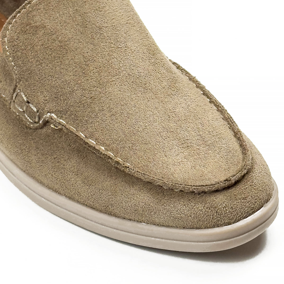 Mocassins femme aspect daim taupe, vue de détail – SELEX