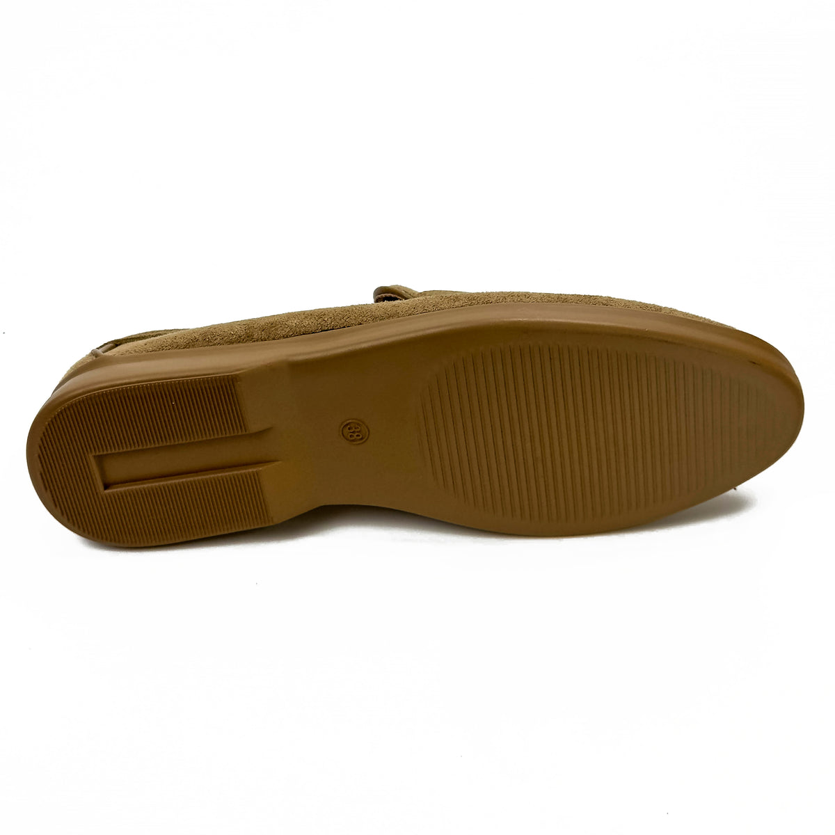 Semelle des mocassins femme aspect daim camel – SELEX