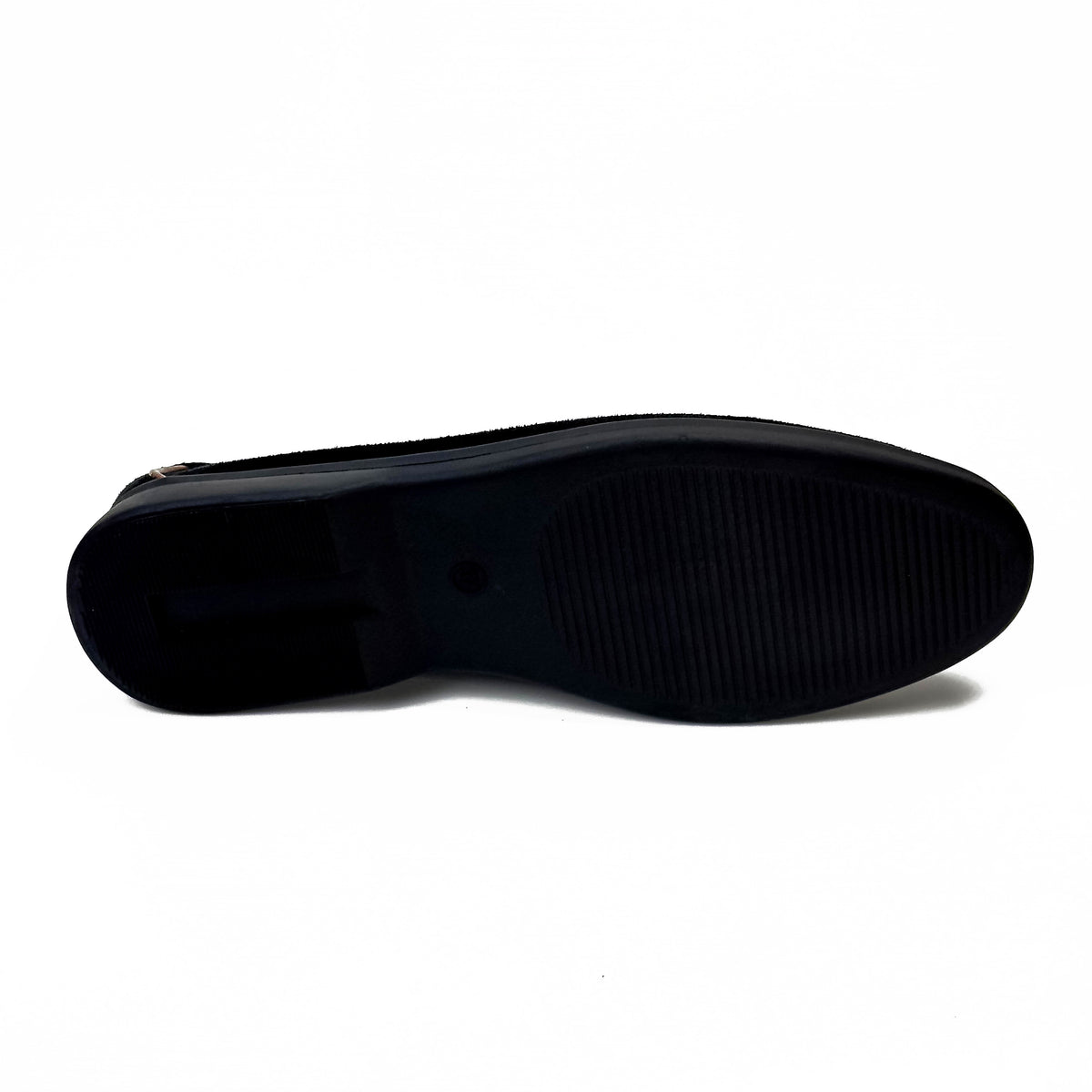 Mocassins femme à bride aspect daim bleu marine, vue de la semelle – SELEX