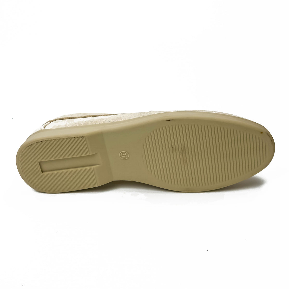 Semelle des mocassins femme beige à ornement métallique – SELEX