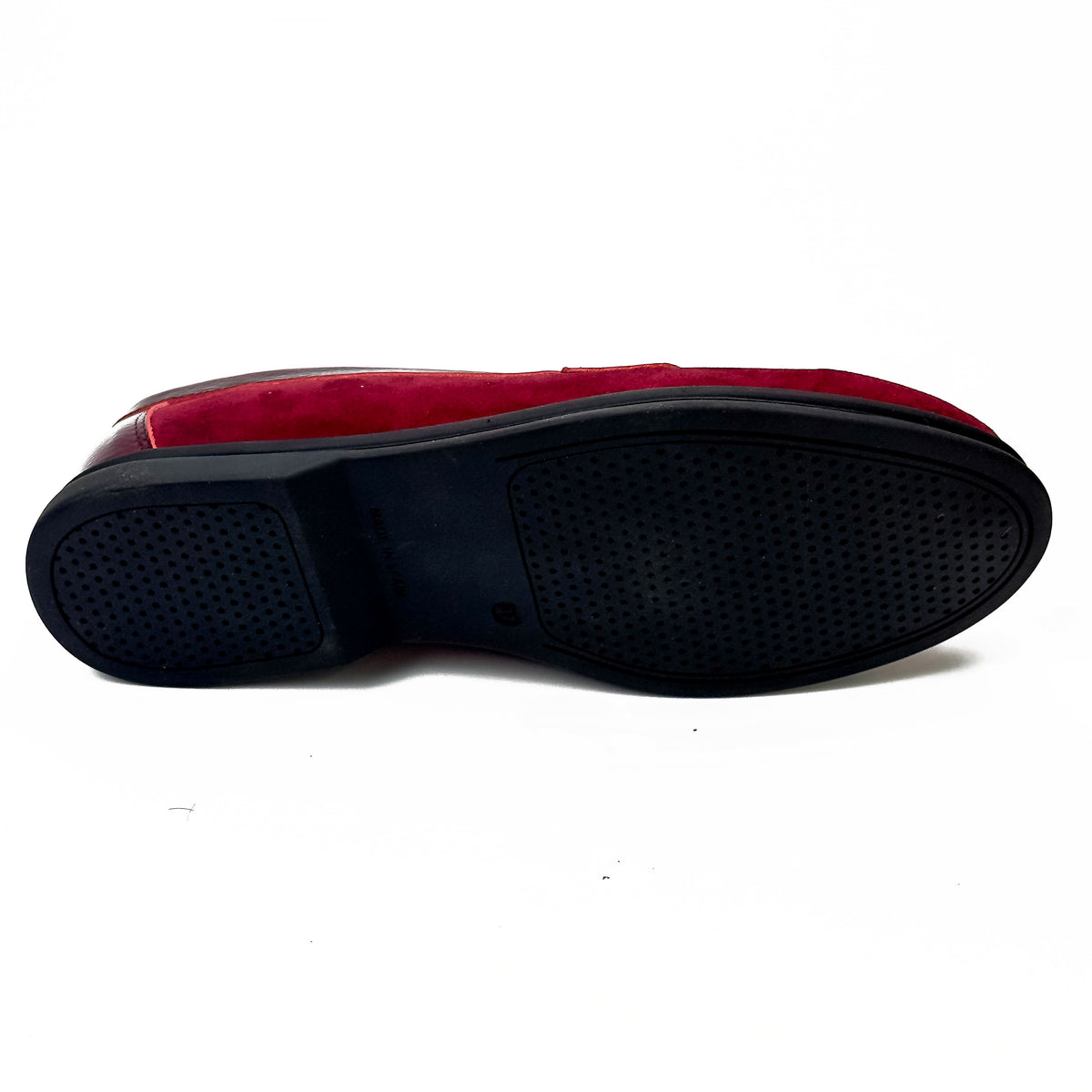Semelle des mocassins femme en cuir 100 % bordeaux à empiècements contrastés – SELEX